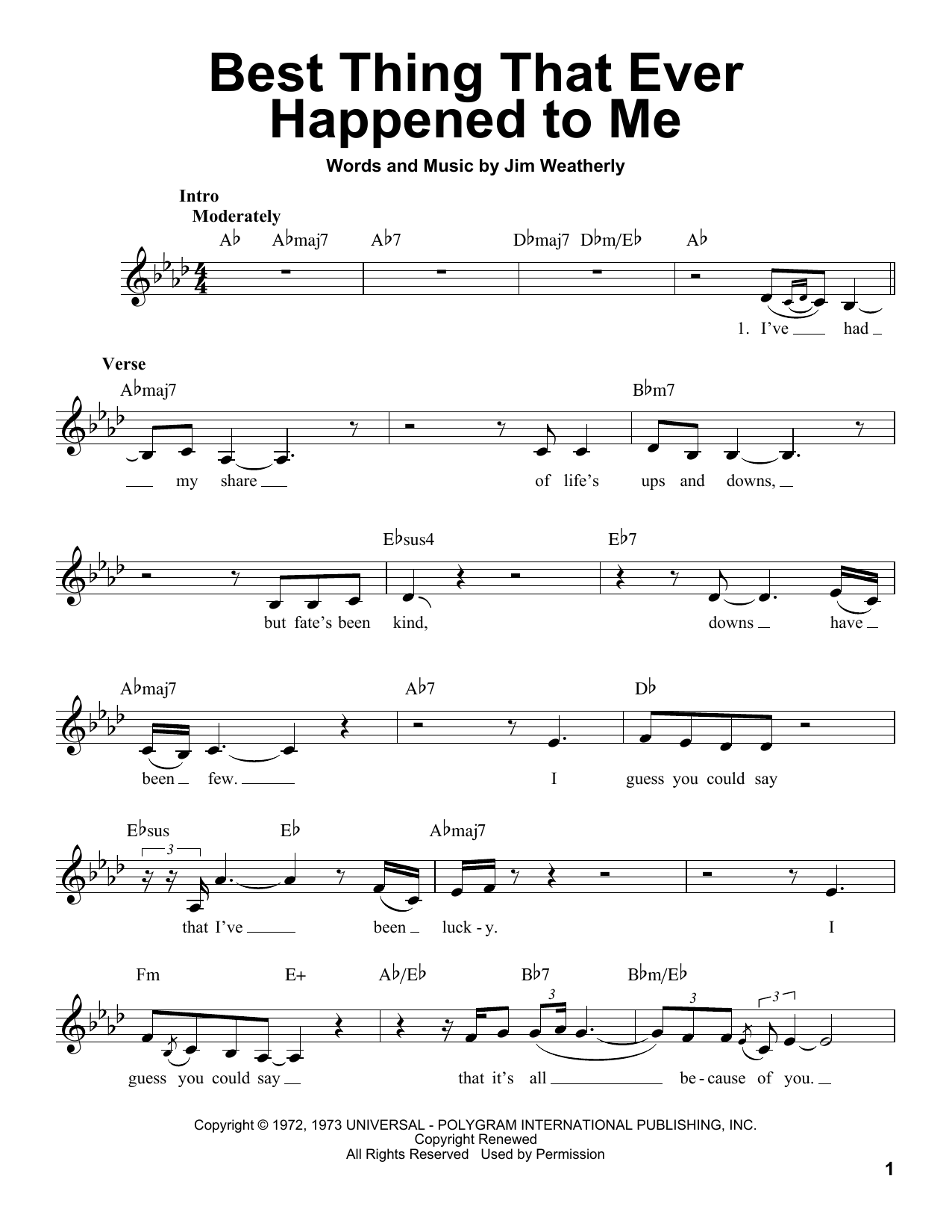 Gladys Knight & The Pips Best Thing That Ever Happened To Me sheet music notes and chords arranged for Lead Sheet / Fake Book