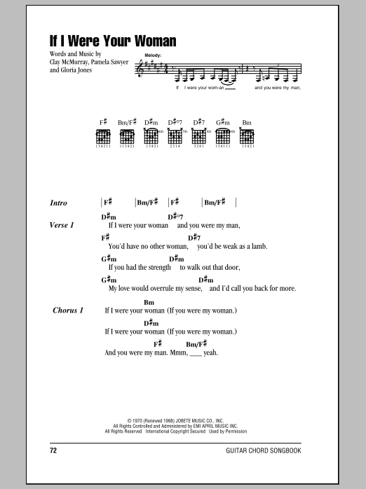 Gladys Knight & The Pips If I Were Your Woman sheet music notes and chords arranged for Guitar Chords/Lyrics