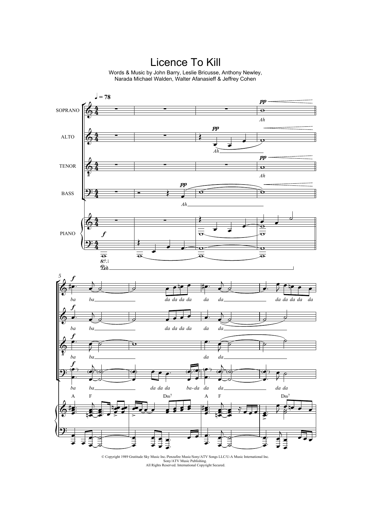 Gladys Knight Licence To Kill (arr. Thomas Lydon) sheet music notes and chords arranged for SATB Choir