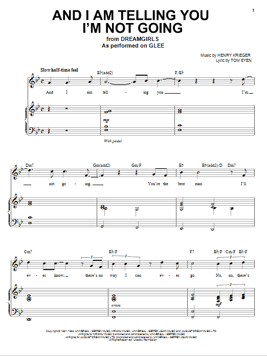 Glee Cast And I Am Telling You I'm Not Going sheet music notes and chords arranged for Piano & Vocal