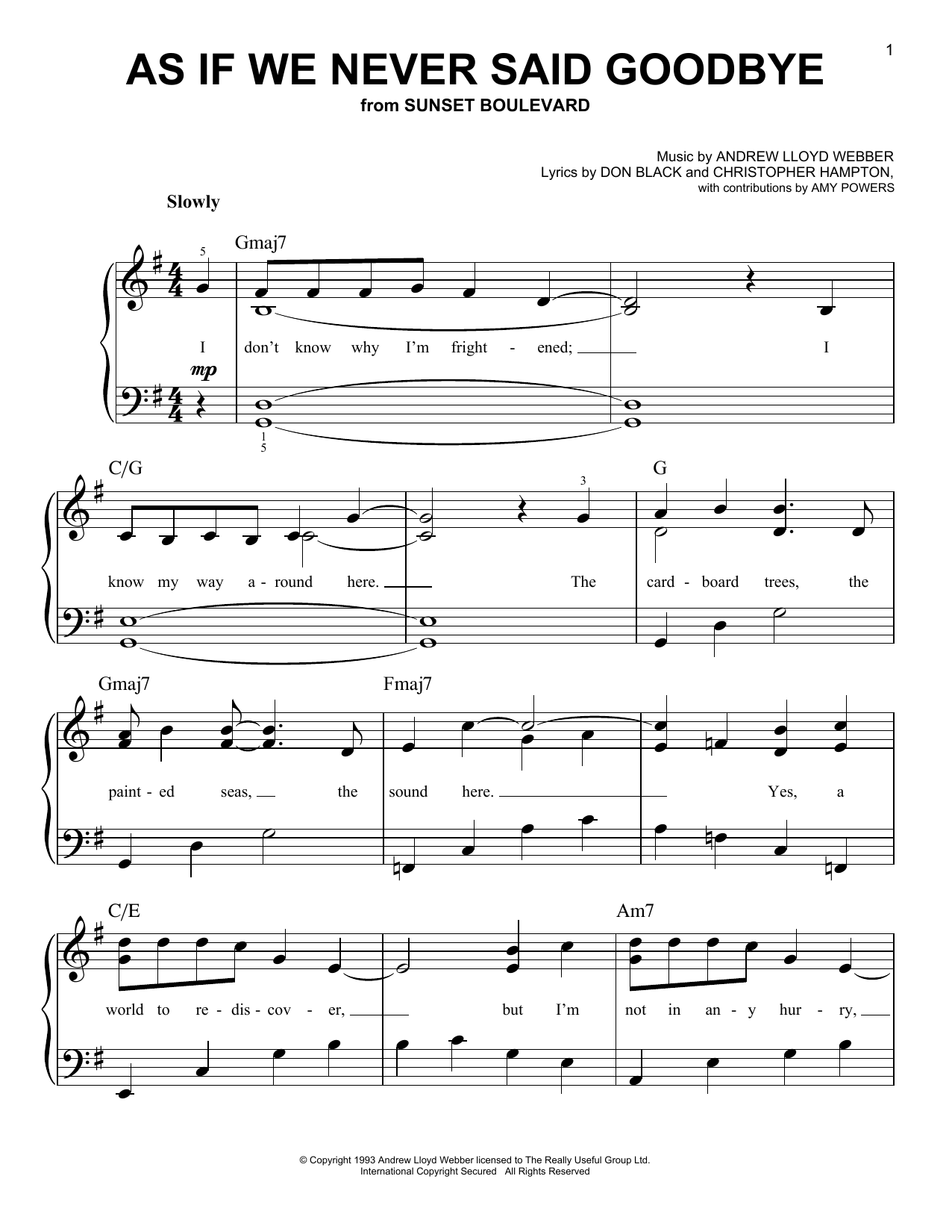 Glee Cast As If We Never Said Goodbye sheet music notes and chords arranged for Piano, Vocal & Guitar Chords (Right-Hand Melody)