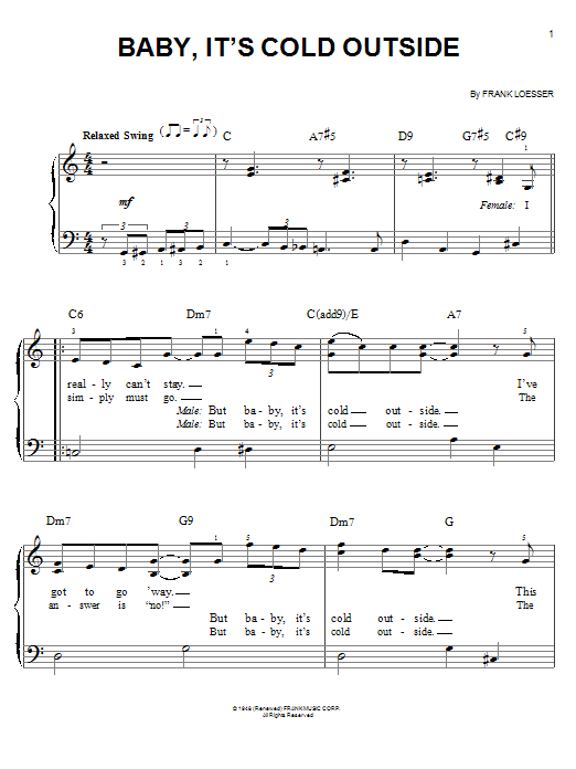 Glee Cast Baby, It's Cold Outside sheet music notes and chords arranged for Easy Piano