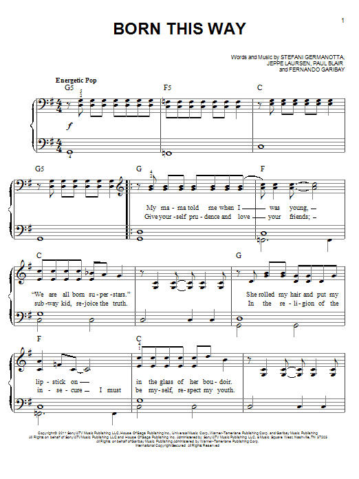 Glee Cast Born This Way sheet music notes and chords arranged for Pro Vocal