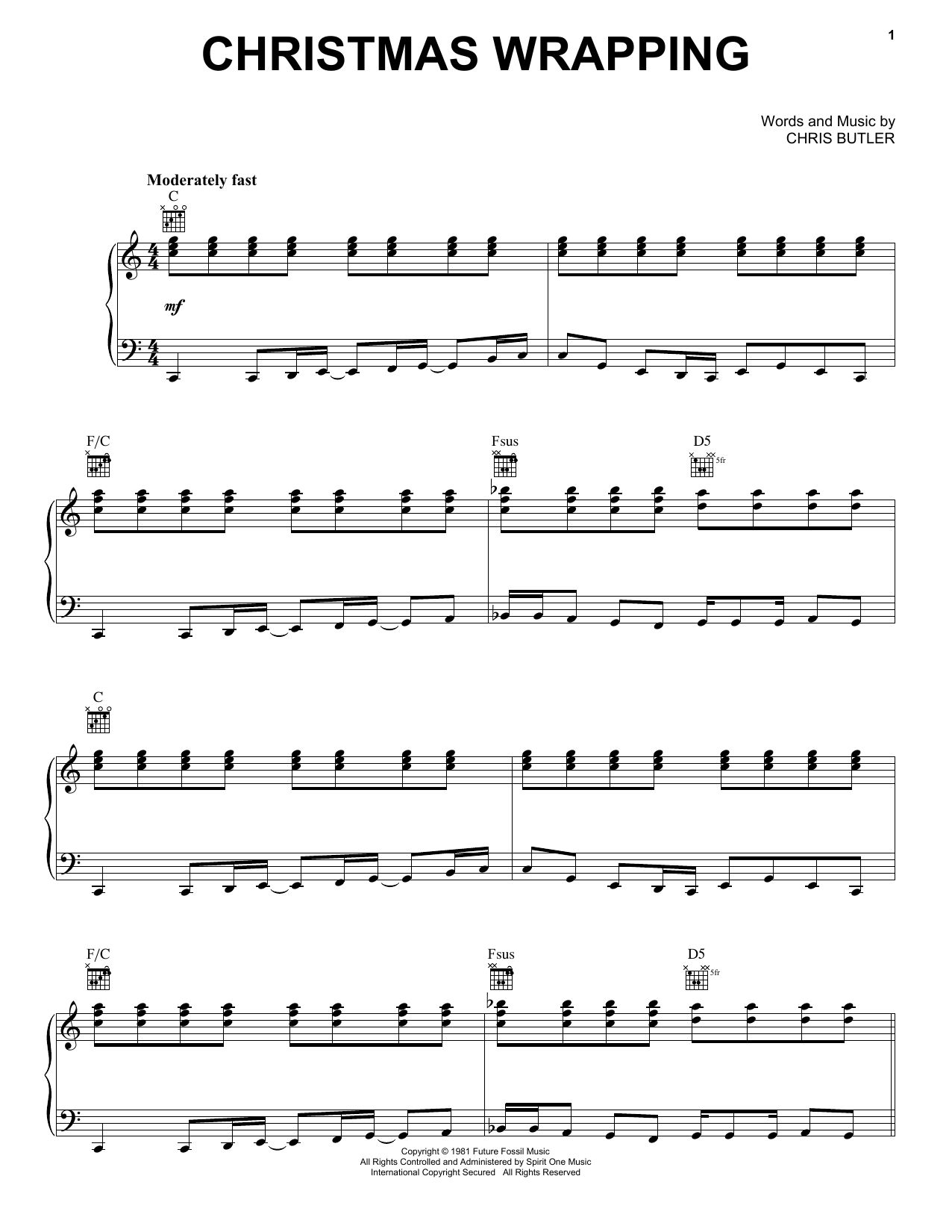 Glee Cast Christmas Wrapping sheet music notes and chords arranged for Piano, Vocal & Guitar Chords (Right-Hand Melody)