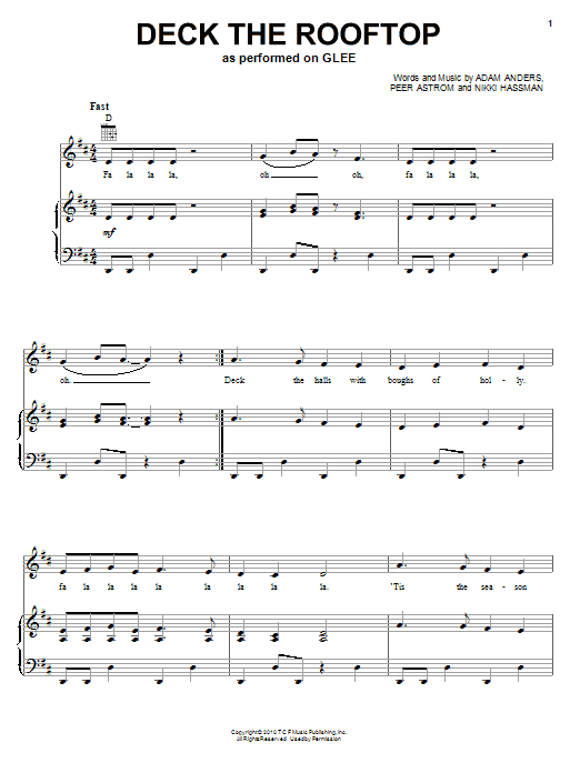 Glee Cast Deck The Rooftop sheet music notes and chords arranged for Piano, Vocal & Guitar Chords (Right-Hand Melody)