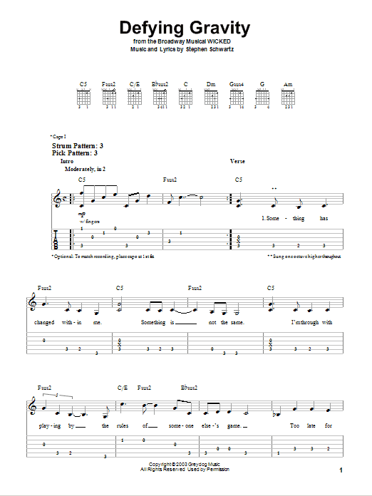 Glee Cast Defying Gravity (from Wicked) sheet music notes and chords arranged for Drums