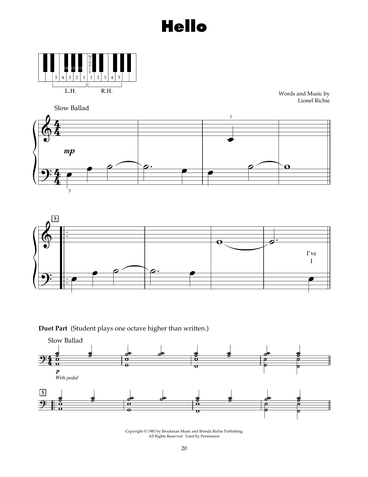 Glee Cast (feat. Jonathan Groff) Hello sheet music notes and chords arranged for 5-Finger Piano