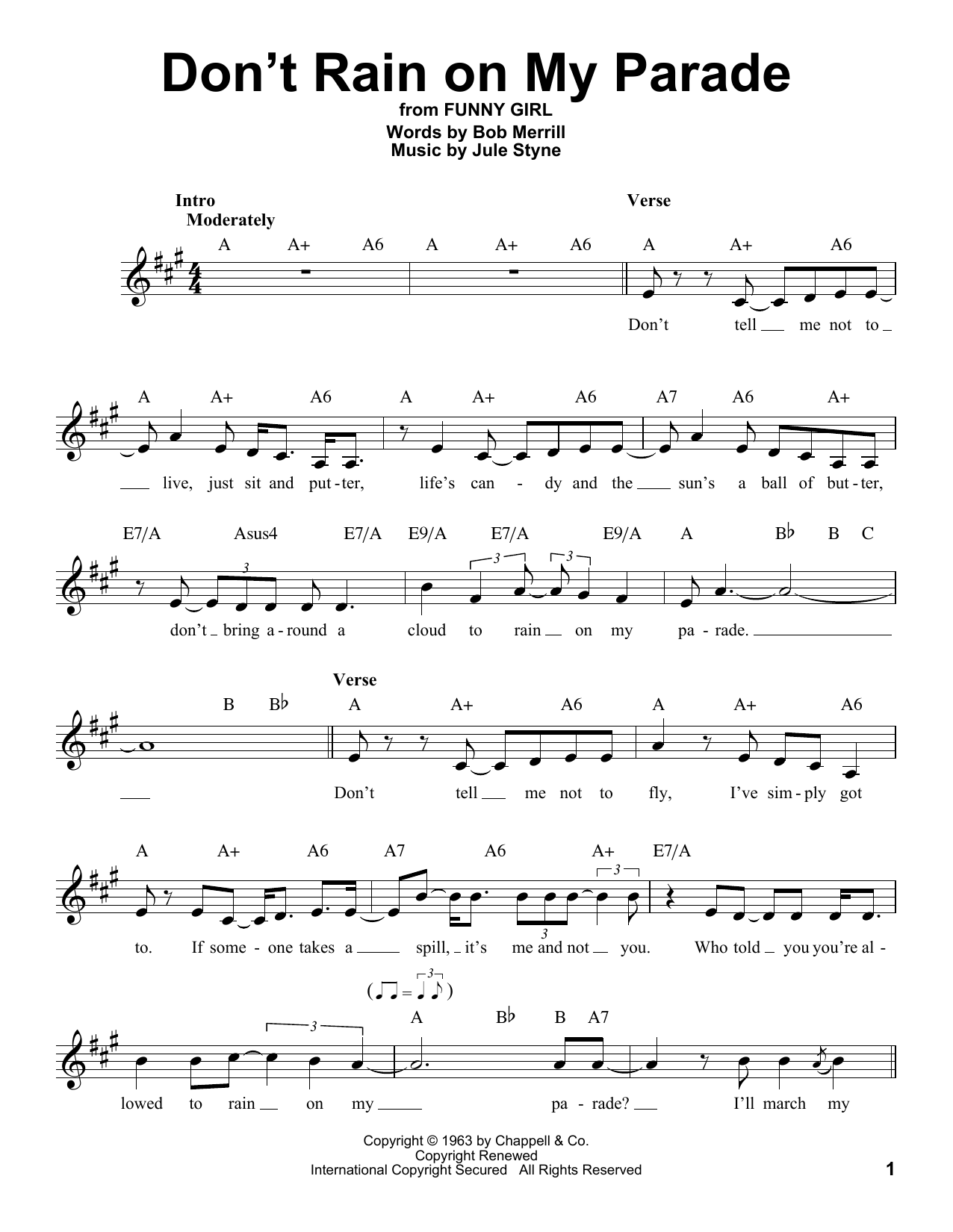 Glee Cast featuring Lea Michele Don't Rain On My Parade sheet music notes and chords arranged for Pro Vocal