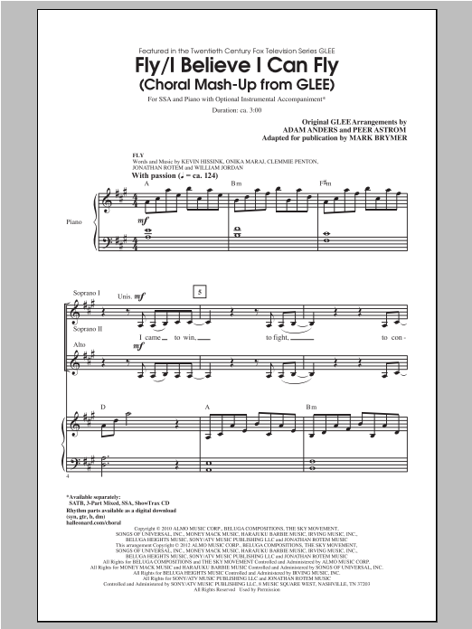 Glee Cast Fly / I Believe I Can Fly (Choral Mash-up from Glee) (ed. Mark Brymer) sheet music notes and chords arranged for 3-Part Mixed Choir