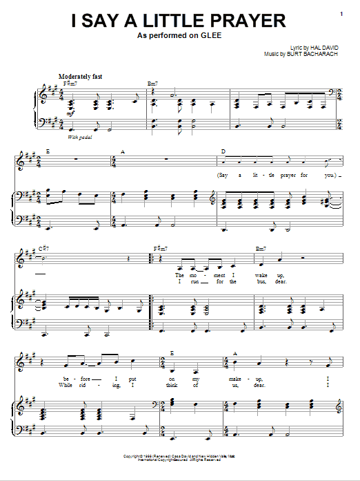 Glee Cast I Say A Little Prayer sheet music notes and chords arranged for Piano & Vocal