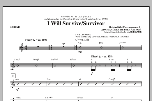 Glee Cast I Will Survive/Survivor (arr. Mark Brymer) - Guitar sheet music notes and chords arranged for Choir Instrumental Pak