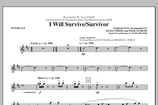 Glee Cast I Will Survive/Survivor (arr. Mark Brymer) - Tenor Sax sheet music notes and chords arranged for Choir Instrumental Pak