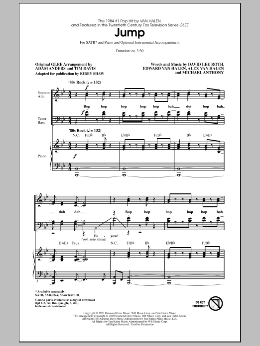 Glee Cast Jump (ed. Kirby Shaw) sheet music notes and chords arranged for SATB Choir