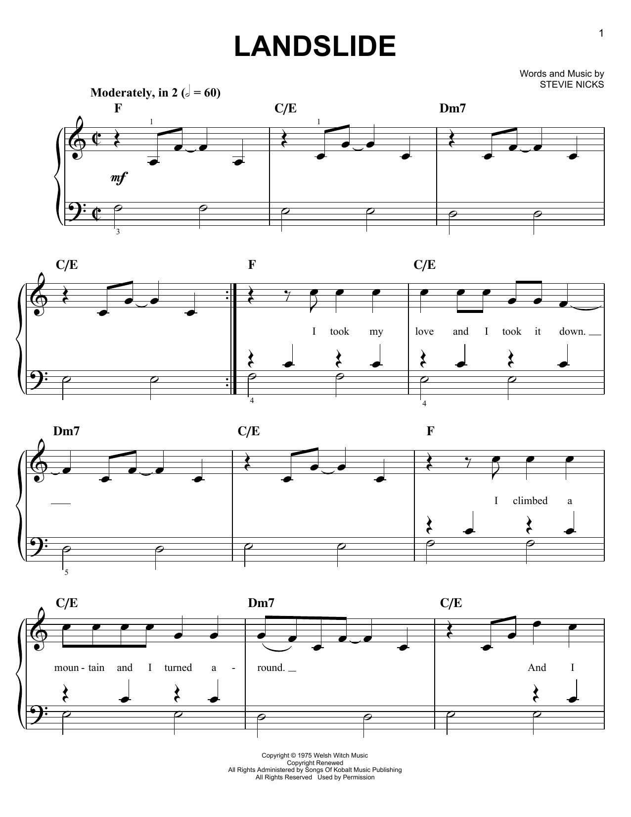 Glee Cast Landslide sheet music notes and chords arranged for Piano, Vocal & Guitar Chords