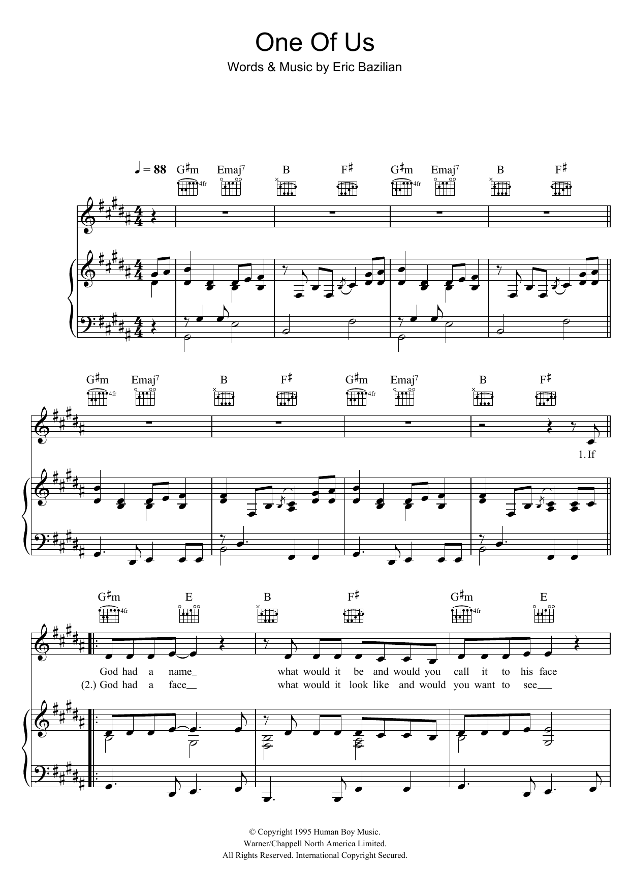 Glee Cast One Of Us sheet music notes and chords arranged for Piano, Vocal & Guitar Chords
