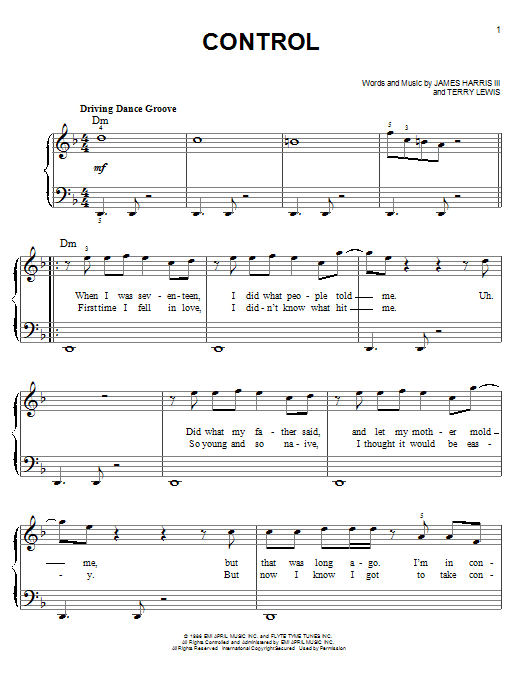 Glee Cast Control sheet music notes and chords arranged for Piano, Vocal & Guitar Chords (Right-Hand Melody)