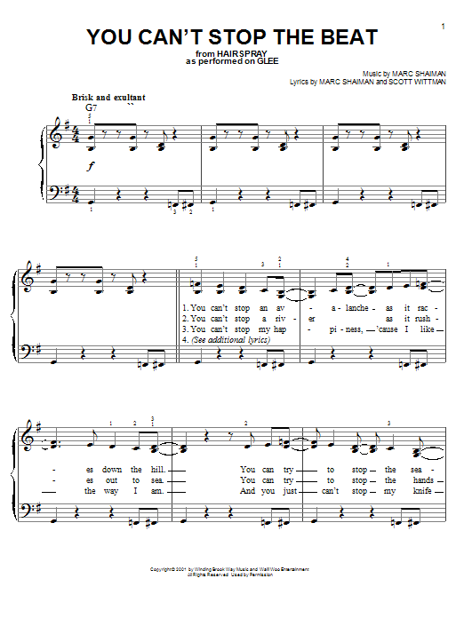Glee Cast You Can't Stop The Beat sheet music notes and chords arranged for Piano, Vocal & Guitar Chords (Right-Hand Melody)