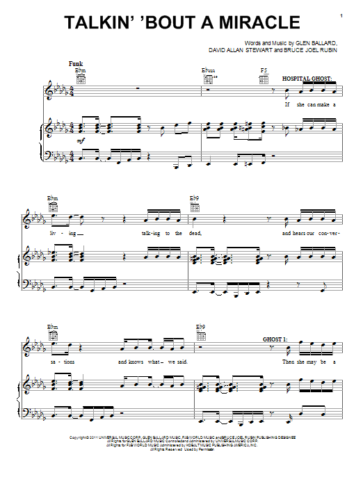 Glen Ballard Talkin' 'Bout A Miracle sheet music notes and chords arranged for Piano, Vocal & Guitar Chords (Right-Hand Melody)