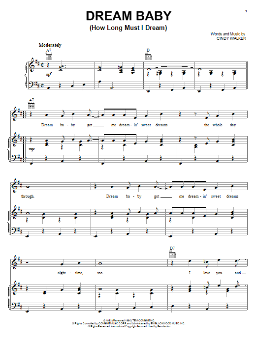 Glen Campbell Dream Baby (How Long Must I Dream) sheet music notes and chords arranged for Piano, Vocal & Guitar Chords (Right-Hand Melody)