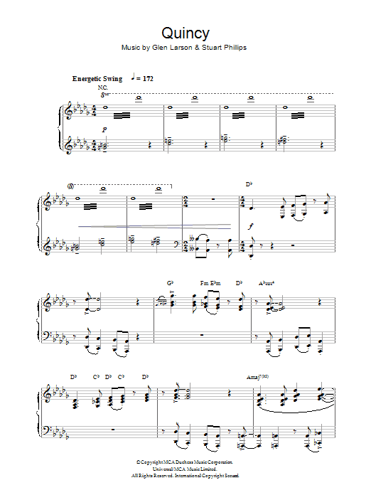 Glen Larson Quincy sheet music notes and chords arranged for Lead Sheet / Fake Book