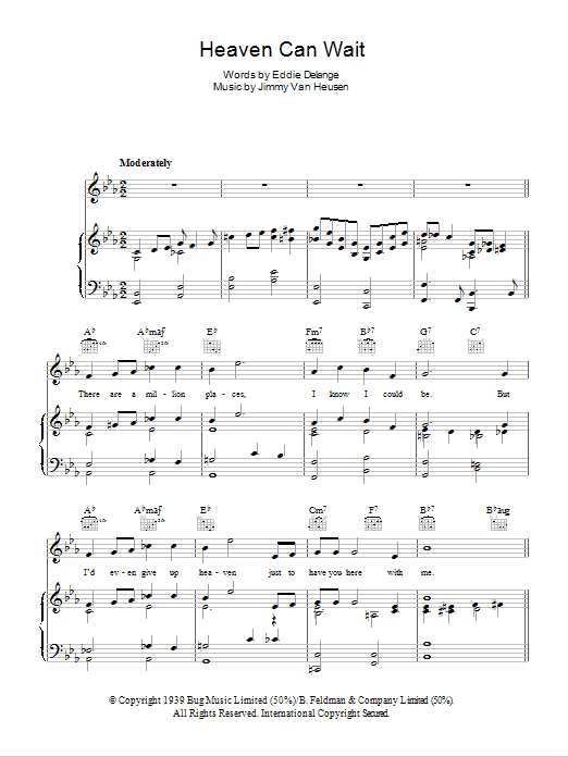 Glen Miller Heaven Can Wait sheet music notes and chords arranged for Piano, Vocal & Guitar Chords