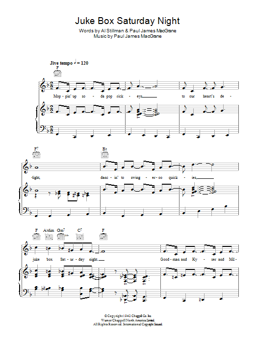 Glen Miller Juke Box Saturday Night sheet music notes and chords arranged for Piano, Vocal & Guitar Chords