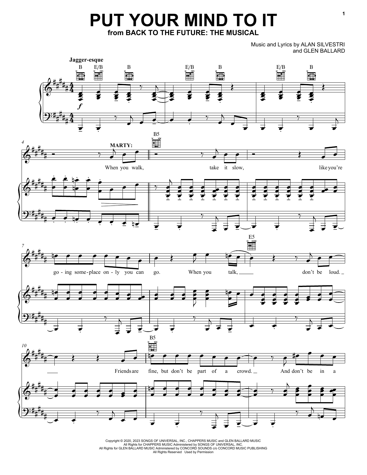 Glen Ballard and Alan Silvestri Put Your Mind To It (from Back To The Future: The Musical) sheet music notes and chords arranged for Piano, Vocal & Guitar Chords (Right-Hand Melody)