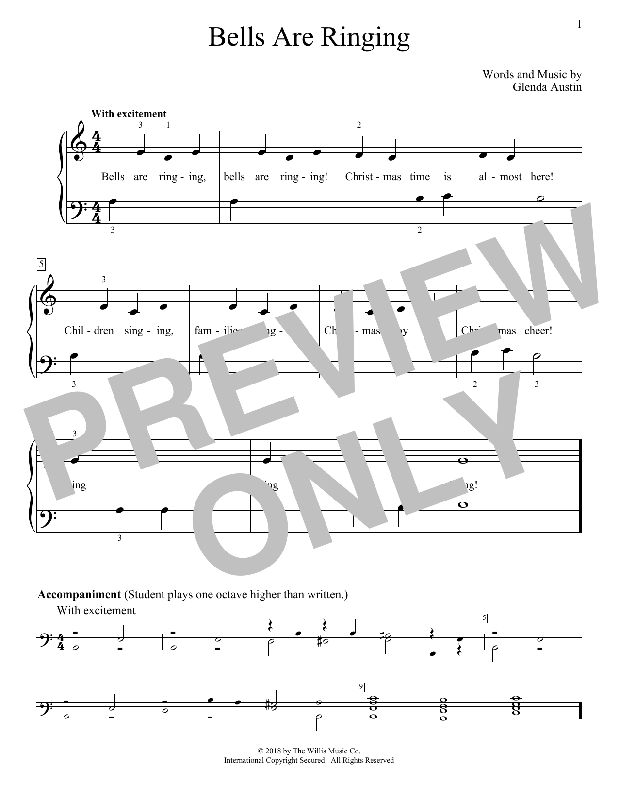 Glenda Austin Bells Are Ringing sheet music notes and chords arranged for Educational Piano