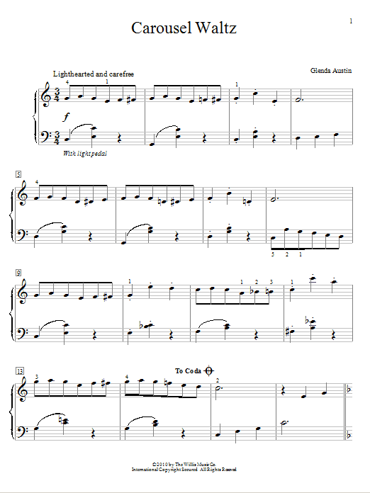 Glenda Austin Carousel Waltz sheet music notes and chords arranged for Educational Piano