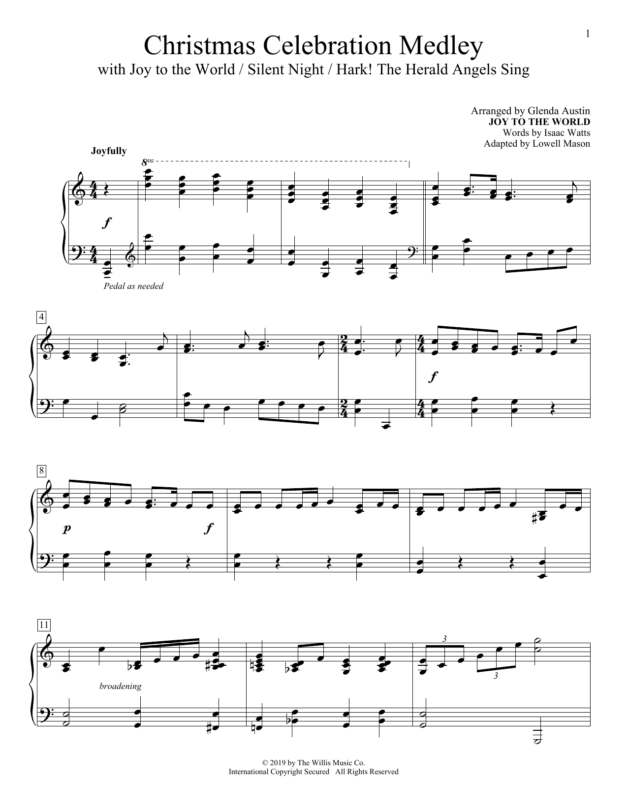 Glenda Austin Christmas Celebration Medley sheet music notes and chords arranged for Piano Solo