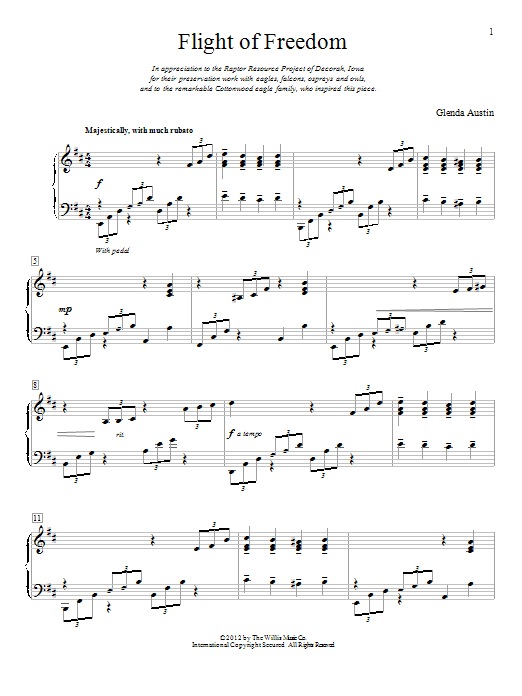 Glenda Austin Flight Of Freedom sheet music notes and chords arranged for Educational Piano