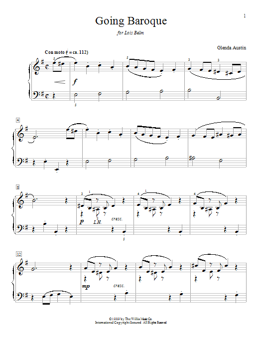 Glenda Austin Going Baroque sheet music notes and chords arranged for Educational Piano