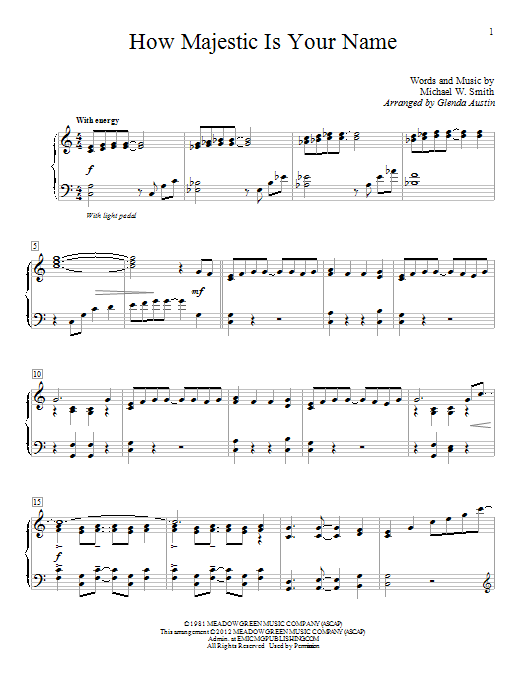Glenda Austin How Majestic Is Your Name sheet music notes and chords arranged for Educational Piano