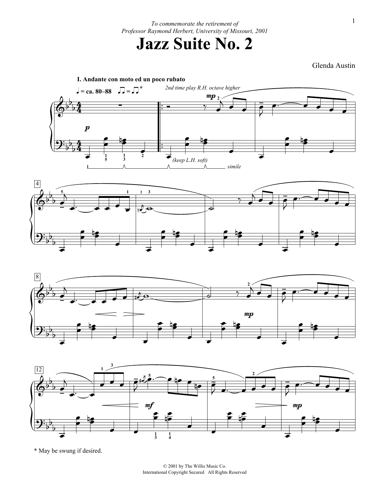 Glenda Austin Jazz Suite No. 2 sheet music notes and chords arranged for Educational Piano