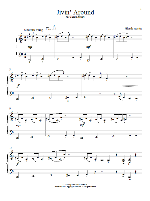 Glenda Austin Jivin' Around sheet music notes and chords arranged for Educational Piano