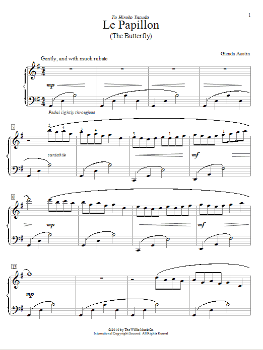 Glenda Austin Le Papillon sheet music notes and chords arranged for Educational Piano