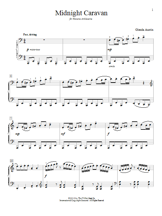 Glenda Austin Midnight Caravan sheet music notes and chords arranged for Educational Piano