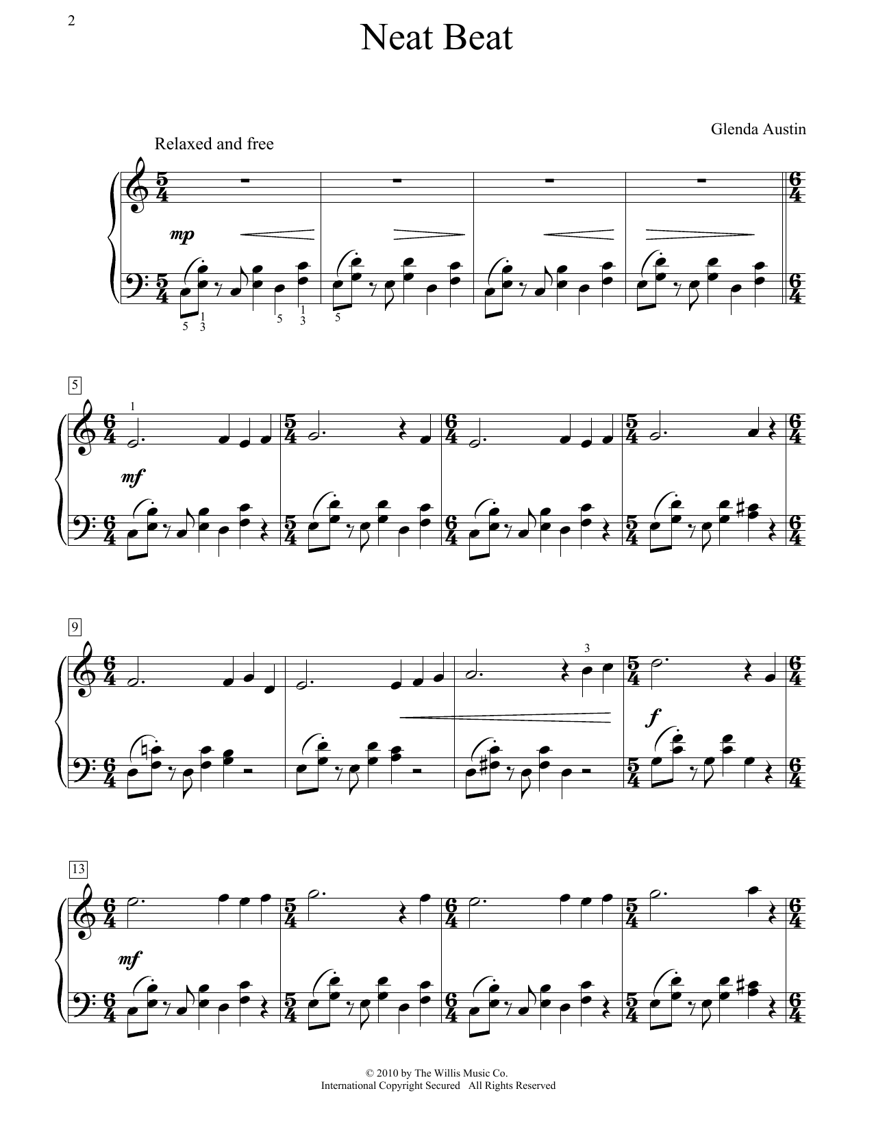 Glenda Austin Neat Beat sheet music notes and chords arranged for Piano Solo