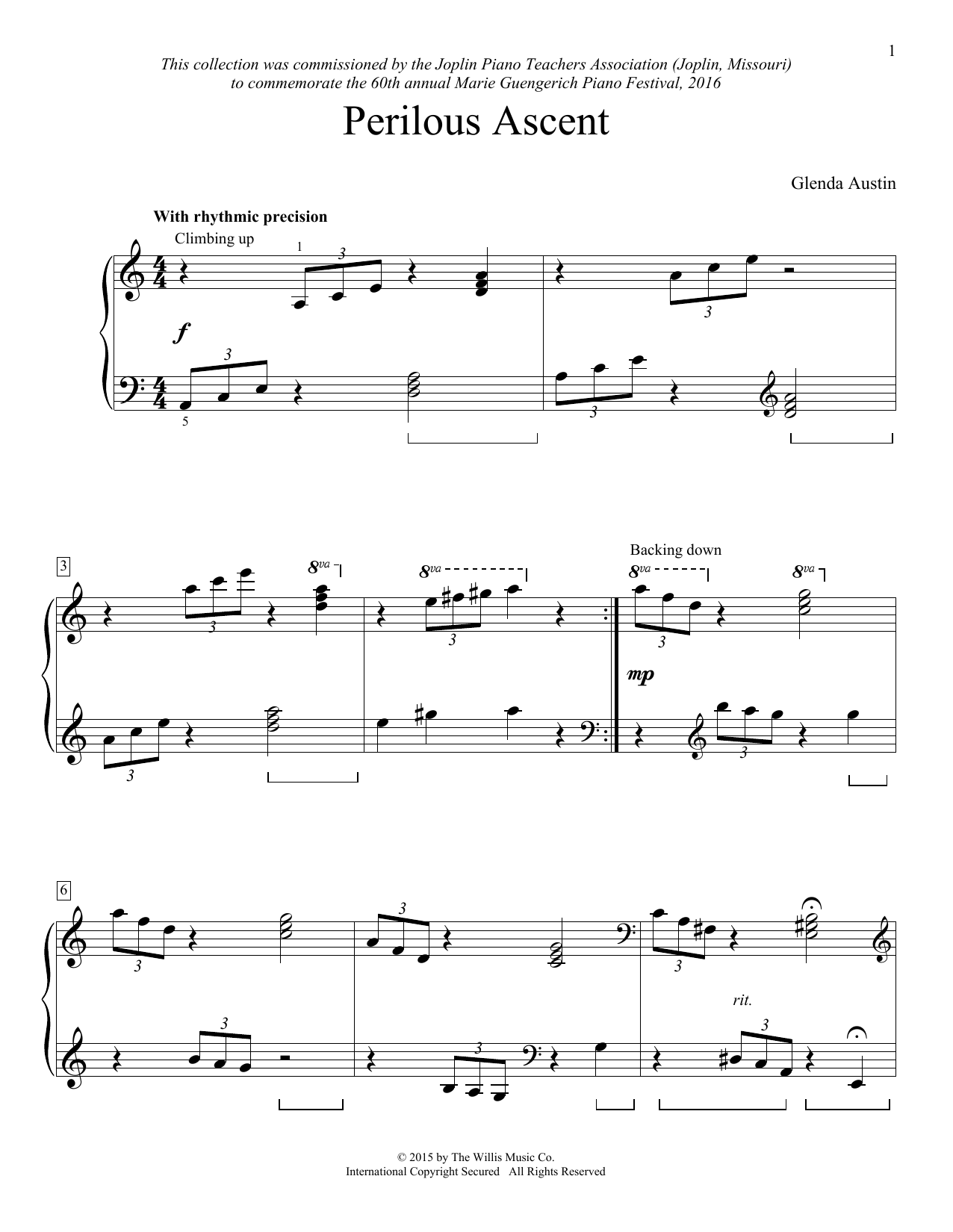 Glenda Austin Perilous Ascent sheet music notes and chords arranged for Educational Piano