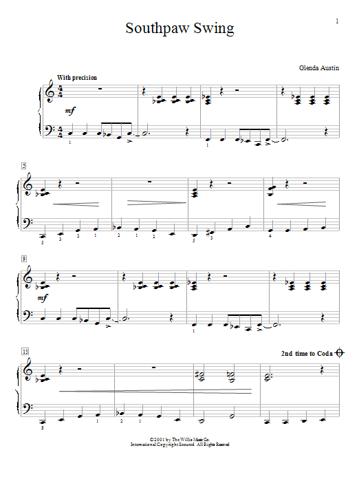 Glenda Austin Southpaw Swing sheet music notes and chords arranged for Educational Piano