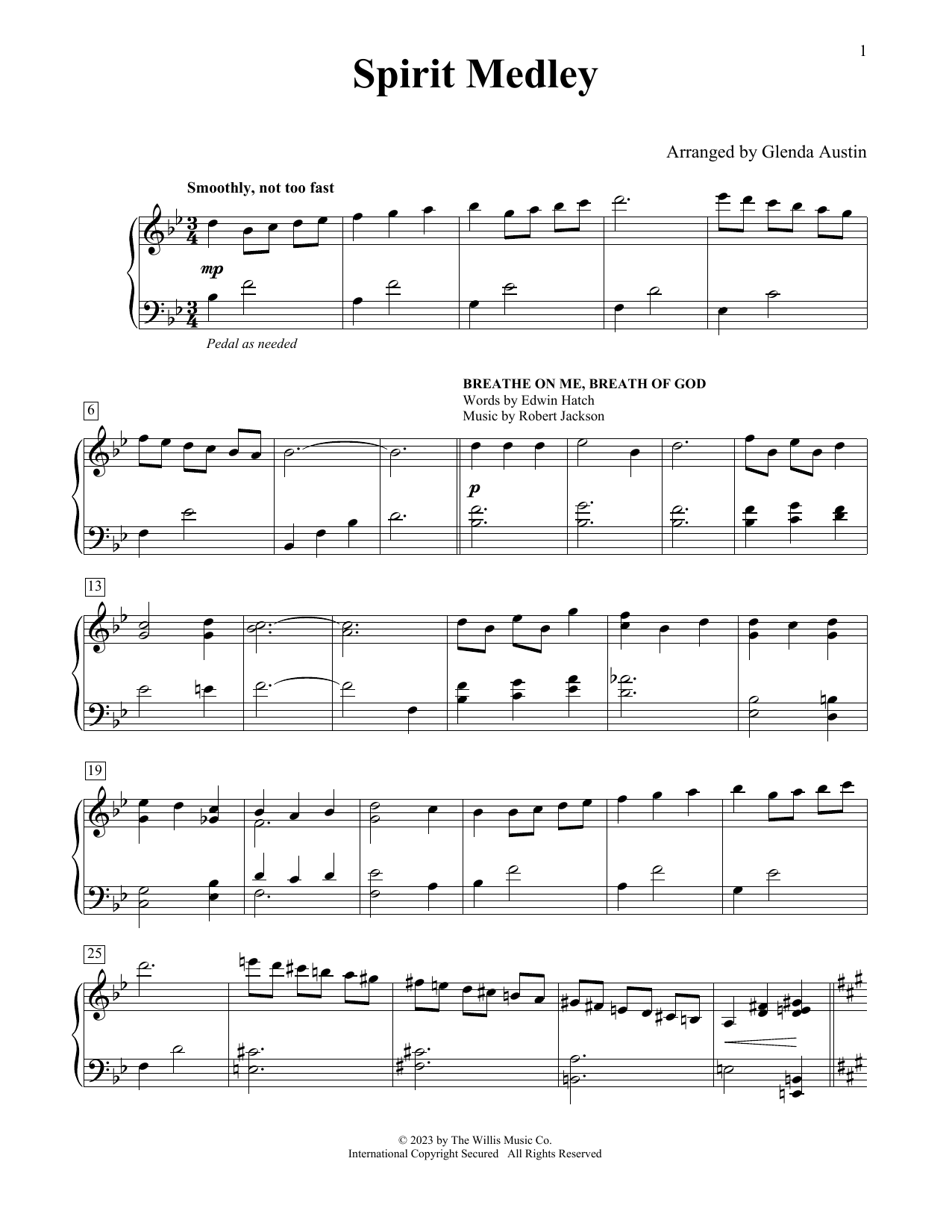 Glenda Austin Spirit Medley sheet music notes and chords arranged for Educational Piano