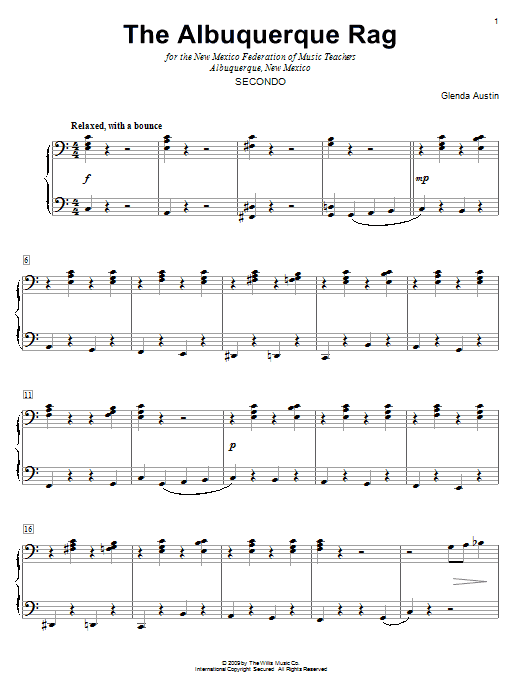 Glenda Austin The Albuquerque Rag sheet music notes and chords arranged for Piano Duet
