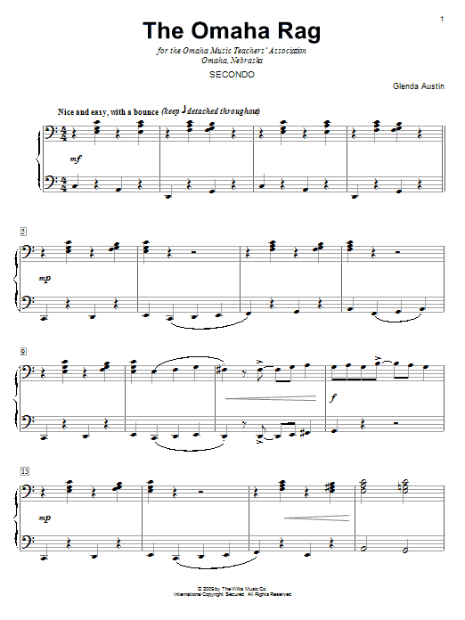 Glenda Austin The Omaha Rag sheet music notes and chords arranged for Piano Duet