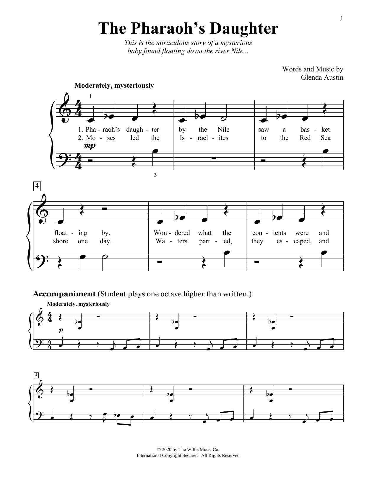 Glenda Austin The Pharaoh's Daughter sheet music notes and chords arranged for Educational Piano