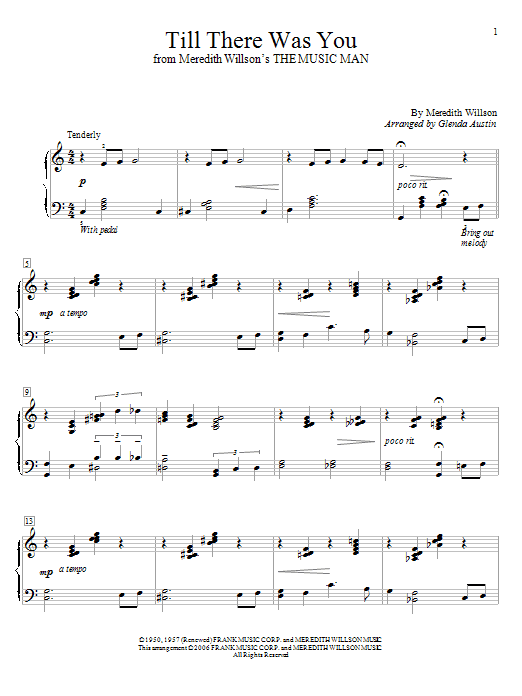Glenda Austin Till There Was You sheet music notes and chords arranged for Educational Piano