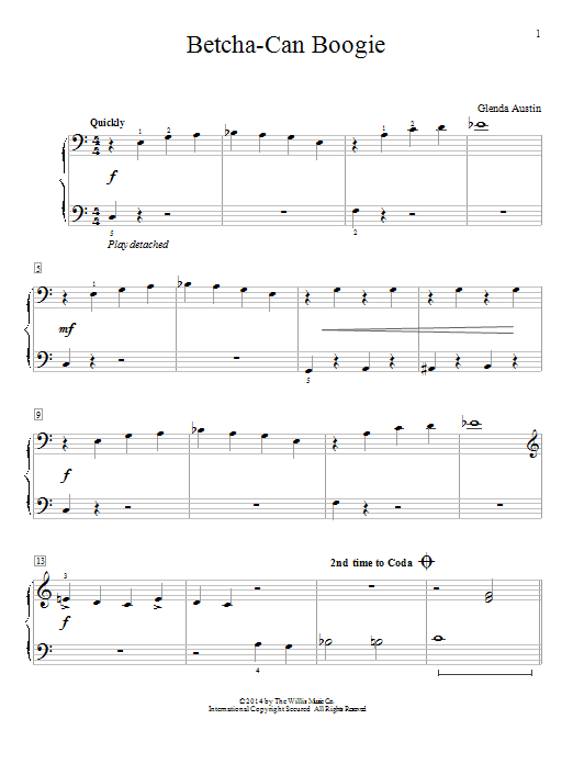 Glenda Austin Betcha-Can Boogie sheet music notes and chords arranged for Educational Piano