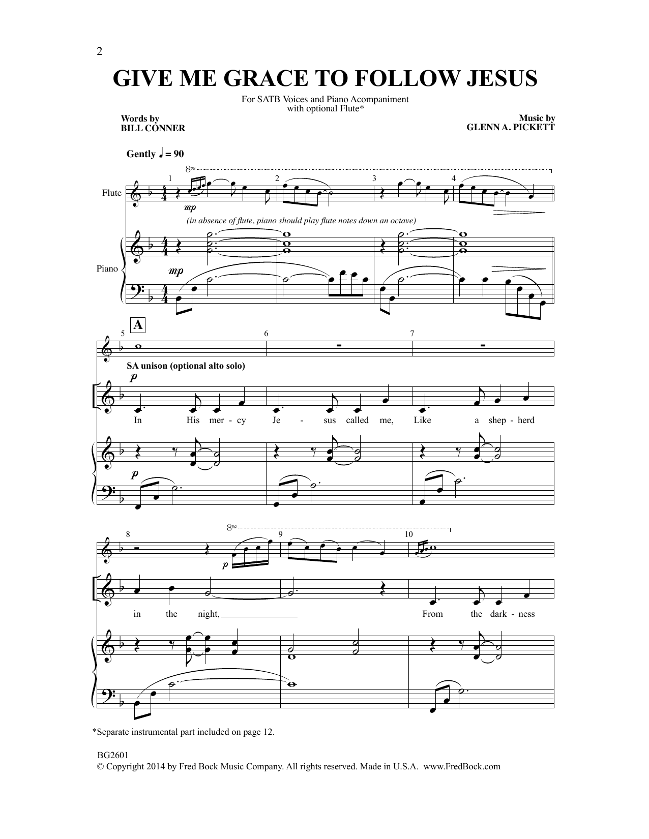 Glenn A. Pickett Give Me Grace to Follow Jesus sheet music notes and chords arranged for SATB Choir
