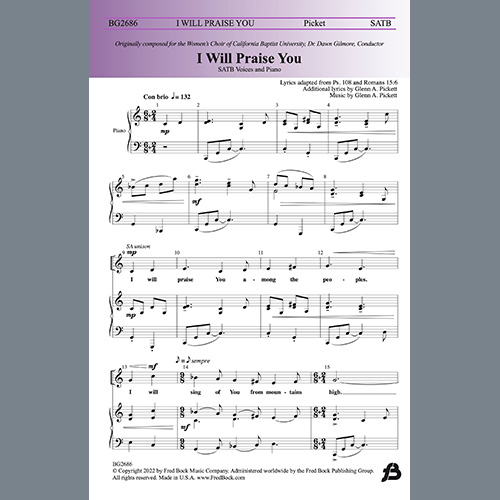 Easily Download Glenn A. Pickett Printable PDF piano music notes, guitar tabs for  SATB Choir. Transpose or transcribe this score in no time - Learn how to play song progression.