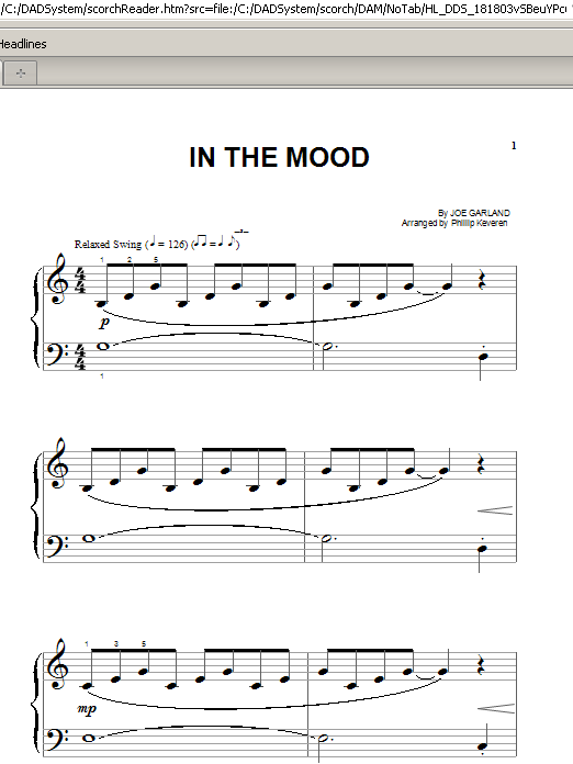 Glenn Miller & His Orchestra In The Mood (arr. Phillip Keveren) sheet music notes and chords arranged for Beginning Piano Solo