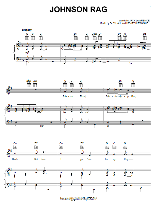 Glenn Miller Johnson Rag sheet music notes and chords arranged for Piano, Vocal & Guitar Chords (Right-Hand Melody)
